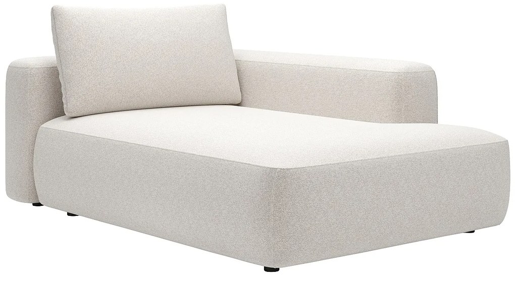 Szezlong prawy z kremowej melanżowej tkaniny DAVISO