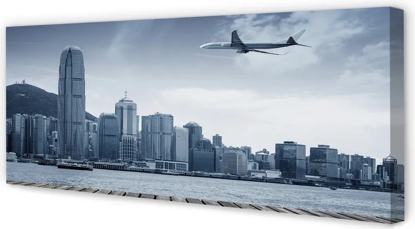 Obraz na płótnie Lot nad Chmurami i Miastem