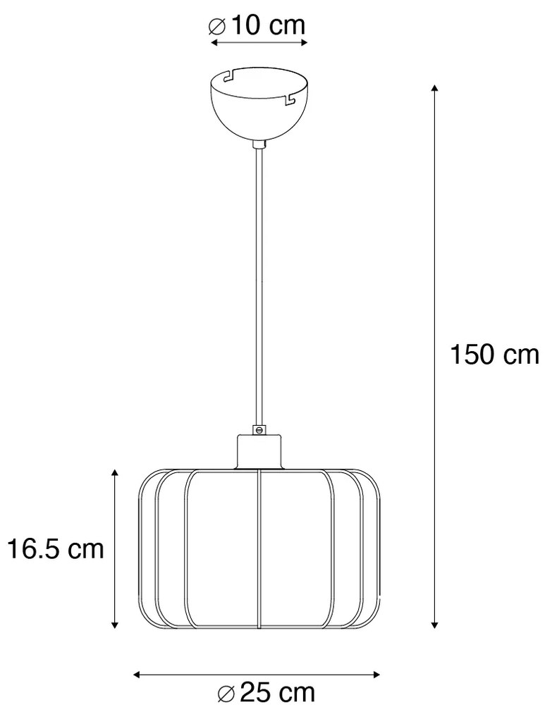 Lampa wisząca Japandi czarna z białym kloszem 25 cm - MadleineJapandi Oswietlenie wewnetrzne