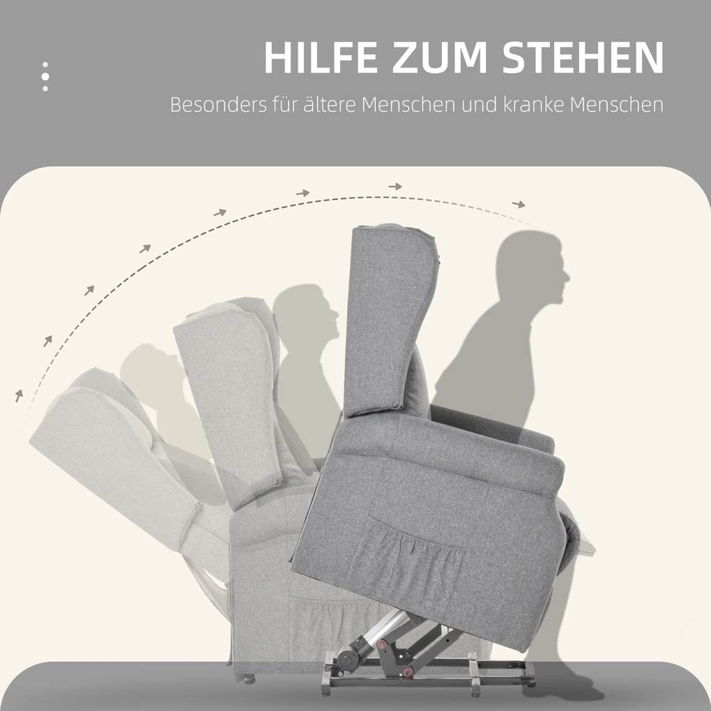 Fotel podnoszony z funkcją wstawania i leżenia kremowy szary idealny do salonu z tkaniny | Aosom PL