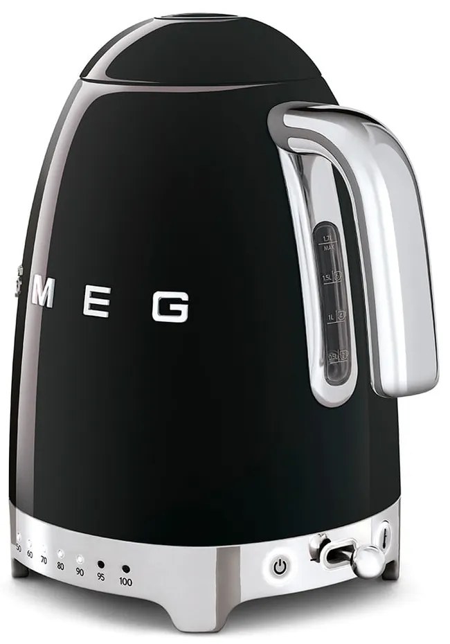 Czarny czajnik elektryczny ze stali nierdzewnej 1,7 l Retro Style – SMEG