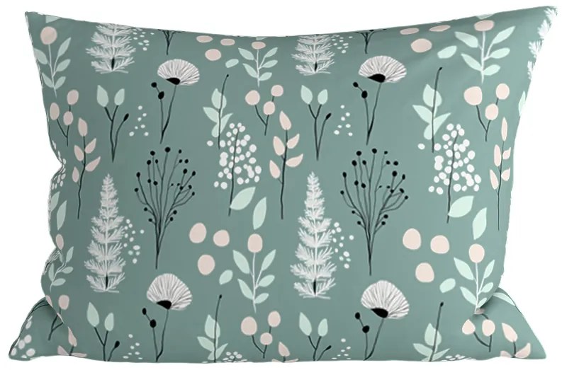 Dekoracyjna poszewka na poduszkę WILD FLOWERS 50x70 cm, miętowy