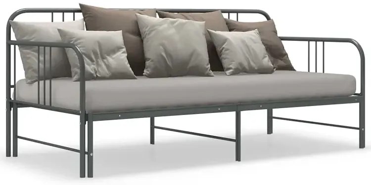 Szare rozkładane metalowe łózko 90x200 cm F4-Z35
