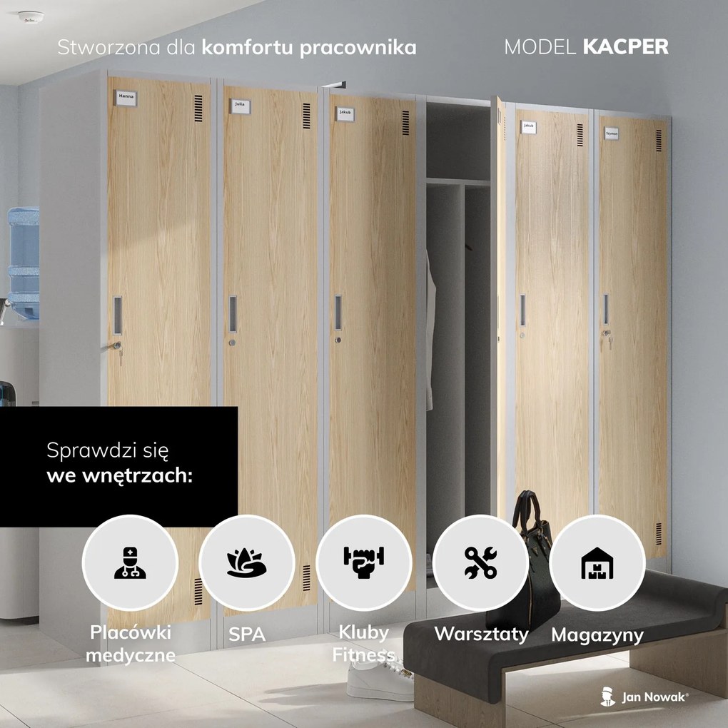 Szafa socjalna czterokomorowa Kacper 80x50x180 cm antracyt/czerwony