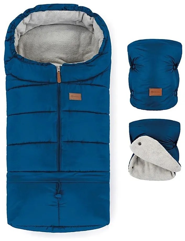 PETITE&MARS - Zestaw śpiwór 3w1 JIBOT + mufki do wózka niebieski