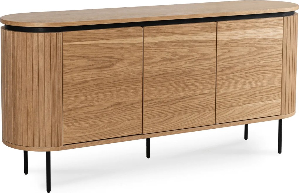 Komoda do Salonu BECK MAXI 160 cm Dąb Trzydrzwiowa Ryflowana Nowoczesna