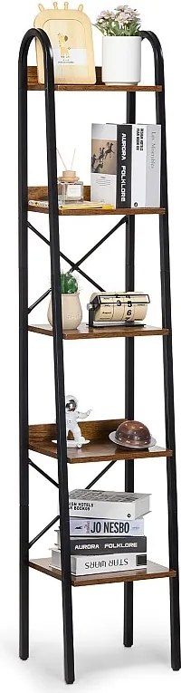Rustykalny 5-Poziomowy Metalowy Regał na Książki SucceBuy, Idealny do Pomieszczeń Mieszkalnych