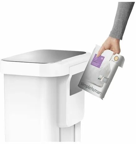 Simplehuman Pedałowy kosz na śmieci 55 l, biały, 55 l