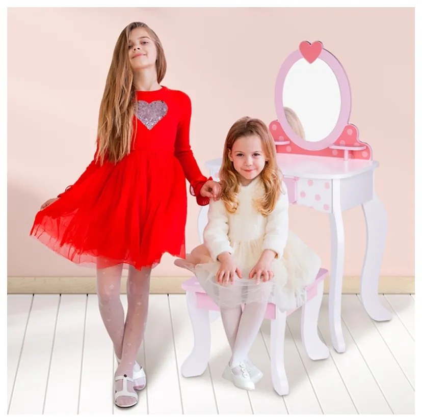 Tooky toy drewniana toaletka różowa z krzesełkiem