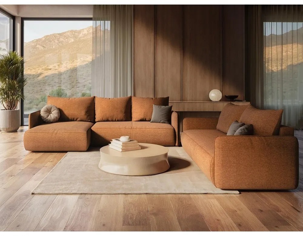 Pomarańczowa rozkładana/ze schowkiem sofa 216 cm Nanea – Makamii