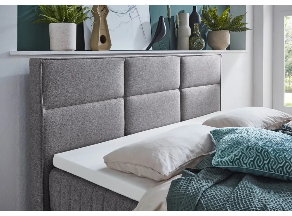 Szare łóżko boxspring ze schowkiem 160x200 cm Tambo – Meise Möbel