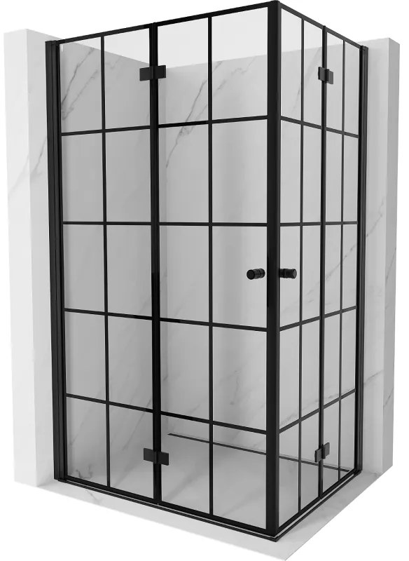 Mexen Mist-F Duo kabina prysznicowa składana lewa 110 x 75 cm, czarna kratka, czarna -  8A6-110L-075P-70-77