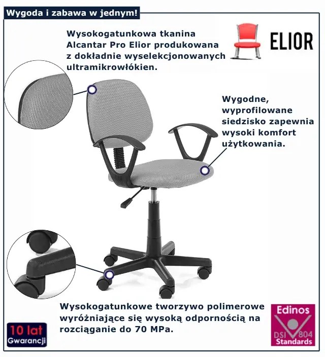 Szary fotel dla dzieci S1-W26