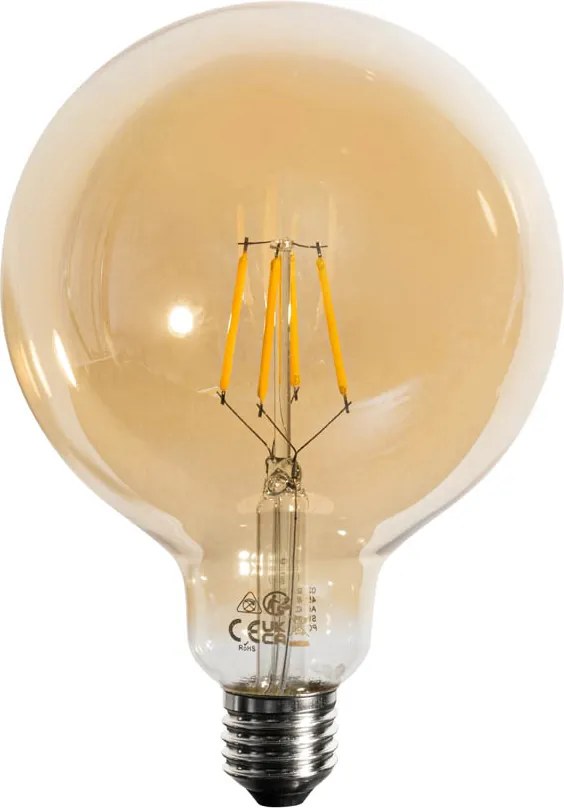 Zestaw 5 żarówek LED E27 G125 4W 450 lm 2700K, złotych, 3-stopniowo ściemnialnych