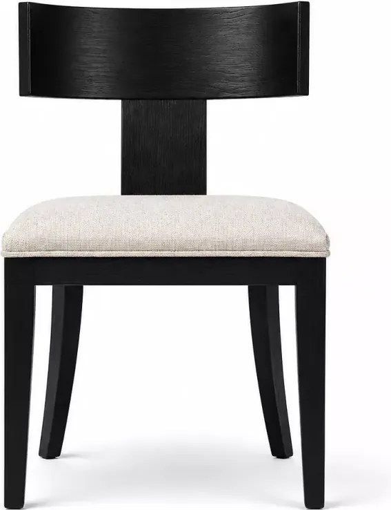 Drewniane czarne krzesło loft modern z kremowym tapicerowanym siedziskiem