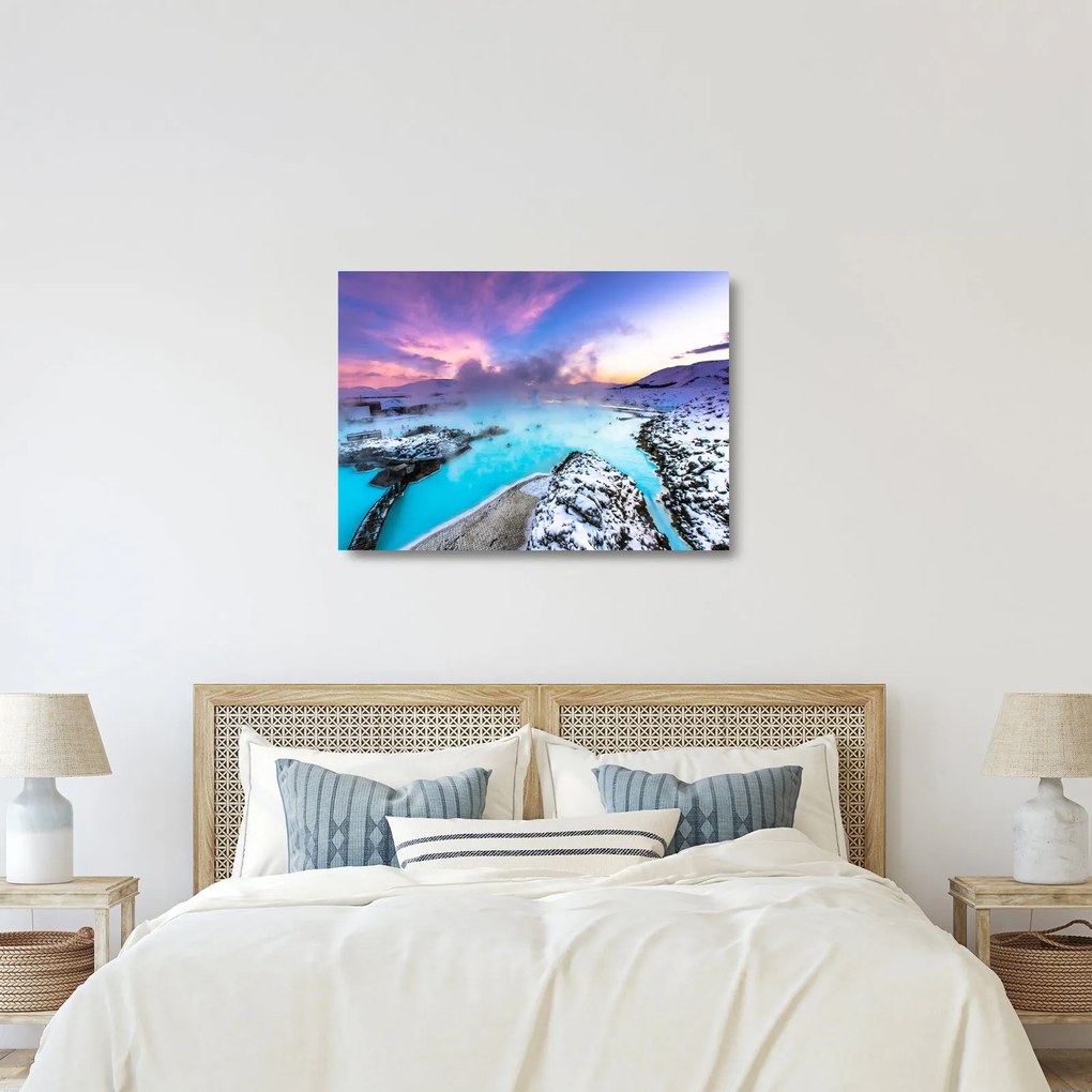 Obraz na szkle - Błękitna laguna na Islandii (70x50 cm)