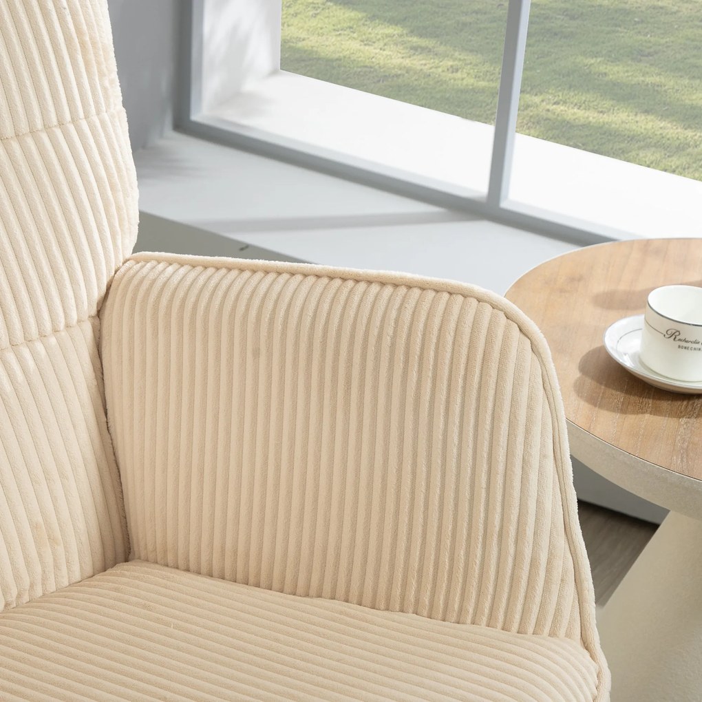 HOMCOM Vintage Fotel Huśtawkowy, Zakrzywione Płózki, Gruba Wyściółka, Buk i Stal, Beżowy