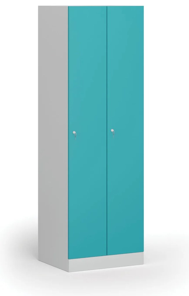 Metalowa szafka ubraniowa S1, 2-drzwiowa, 1850 x 600 x 500 mm, zamek cylindryczny, drzwi zielone