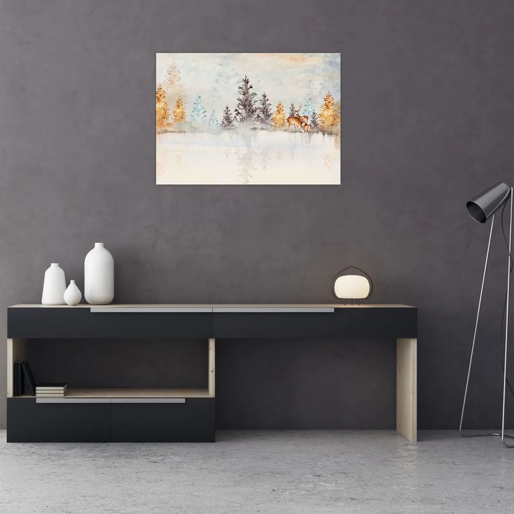 Obraz - Akwarelowy las (70x50 cm)