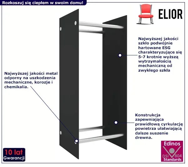 Szklany stojak na drewno kominkowe - Firel 3X 40x35x60