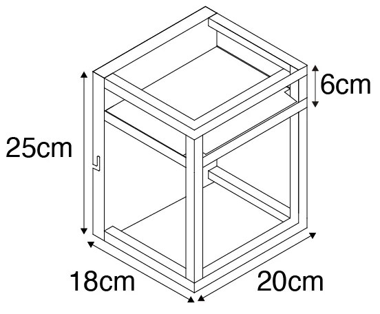 Industrialna lampa ścienna czarna z półką - Cage Rack