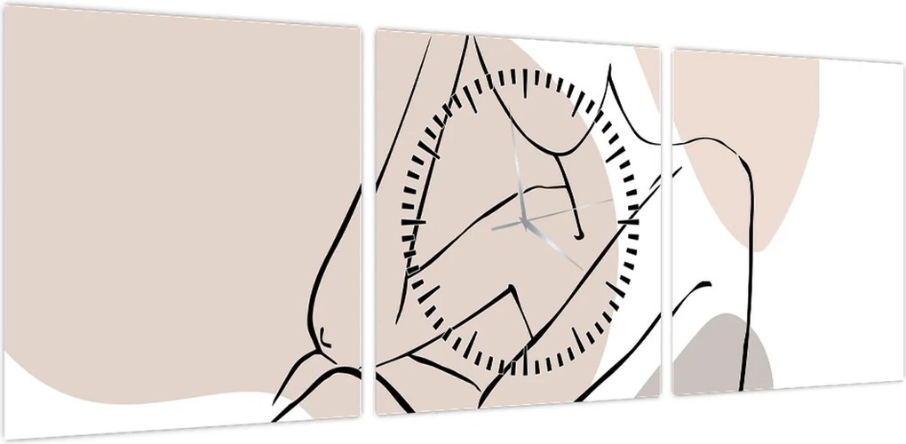 Obraz - Kobieta linia sztuki ciała N⁰1 (z zegarem) (90x30 cm)
