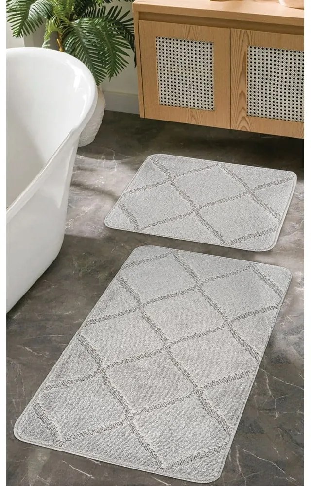 Jasnoszare dywaniki łazienkowe zestaw 2 szt. 50x80 cm Cizgili – Foutastic