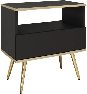 ORIANA Szafka nocna S 54 czarna | nogi złote