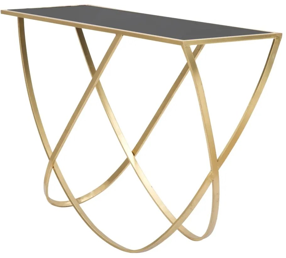 Konsola w czarno-złotym kolorze ze szklanym blatem 40x120 cm Ring – Mauro Ferretti