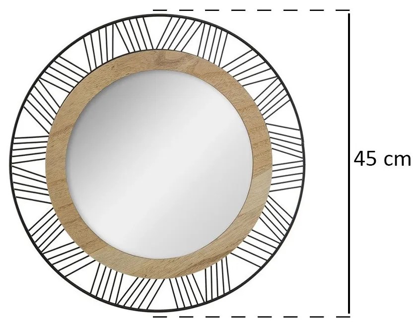 Lustro dekoracyjne w metalowej oprawie, Ø 45 cm