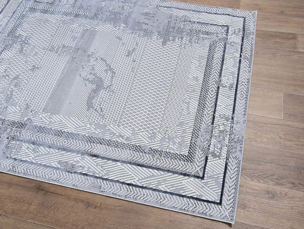 Dywan vintage Beyond Ramki szary 140 cm x 190 cm