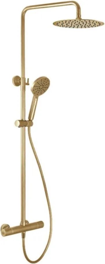 Zestaw prysznicowy z baterią termostatyczną DRAGOR, szczotkowany mosiądz