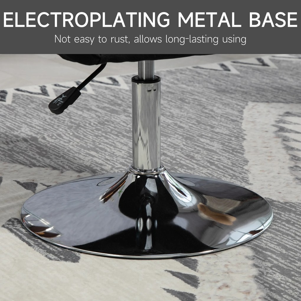 HOMCOM Krzesło obrotowe, regulowany fotel biurowy, lenopodobny poliester, metal, 60 x 60 x 79-91 cm, Szary