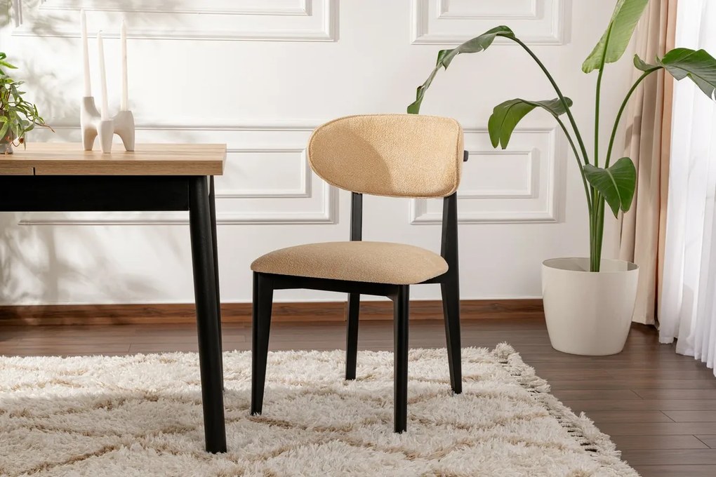 Zestaw krzeseł do jadalni Lionte Beige and Black,2 szt.