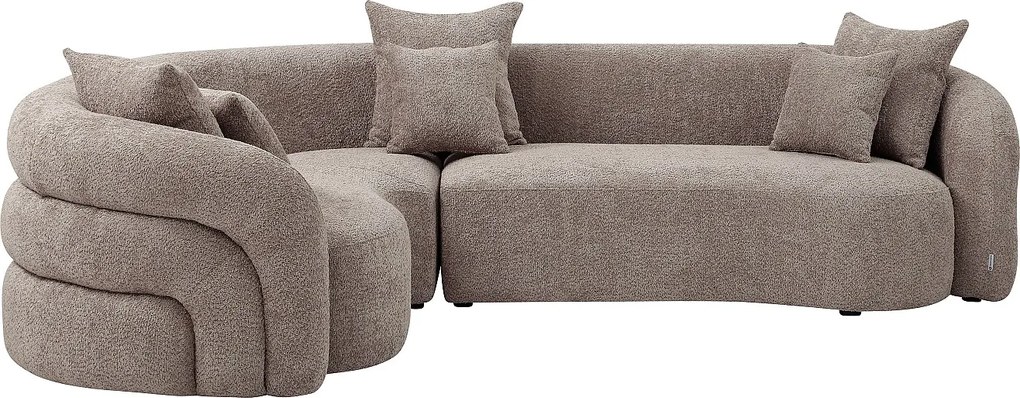 Kanapa narożna lewostronna z tkaniny z bukli w kolorze taupe LAPIOTA marki Maison Céphy