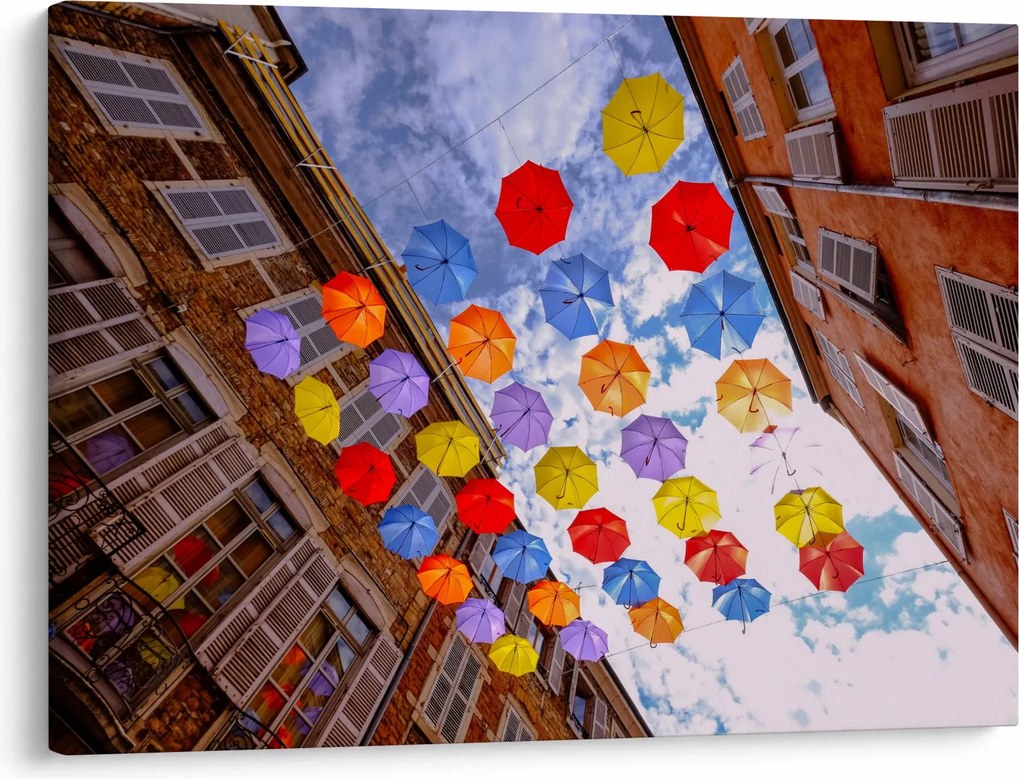 Obraz kolorowych parasoli (70x50 cm)