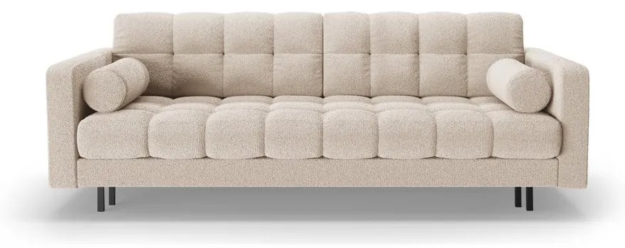 Beżowa rozkładana sofa ze schowkiem z materiału bouclé 222 cm Bali – Cosmopolitan Design