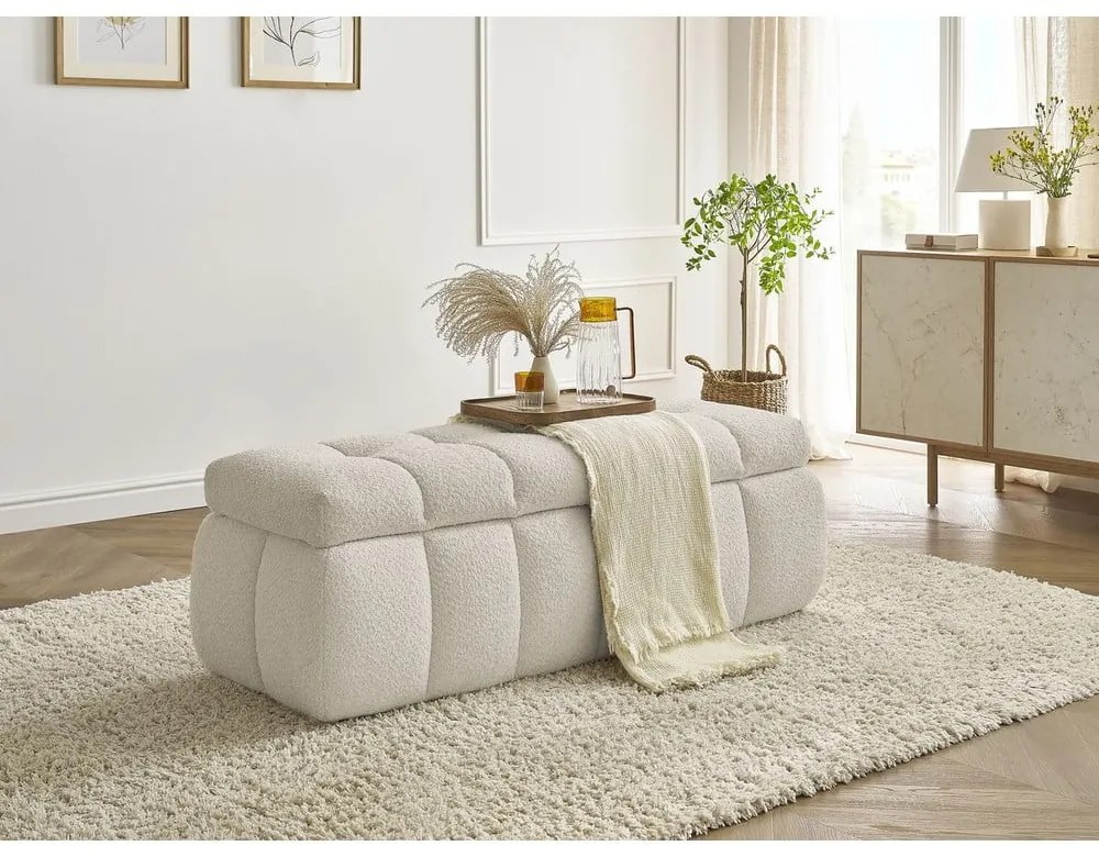 Beżowa ławka z materiału bouclé Mont Blanc – Bobochic Paris