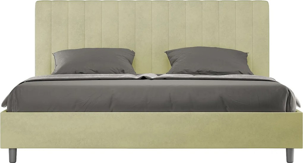 Łóżko wyposażone w stelaż z listwami z pojemnikiem tapicerowane 180x190 microfibra szary Agueda