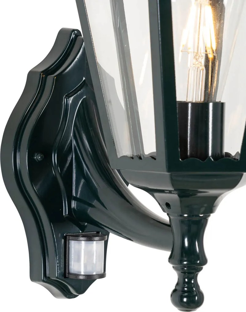 Zewnętrzna latarnia ścienna ciemnozielona z czujnikiem ruchu IP44 - Nowy Orlean up