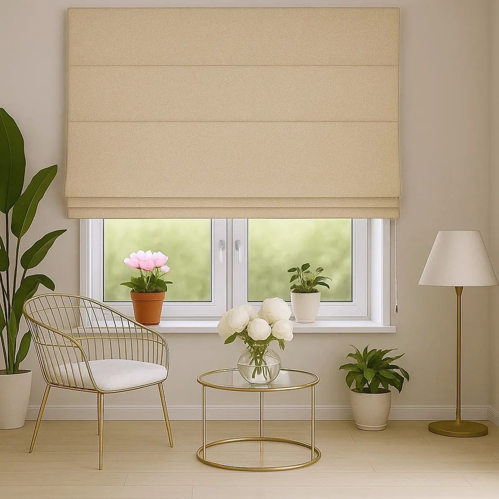 Roleta rzymska na wymiar blackout zaciemniająca Calis kremowa - do 200 cm