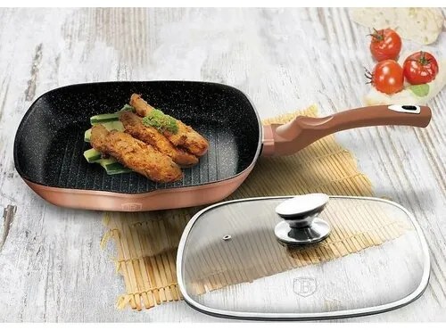 Berlinger Haus Patelnia do grillowania z pokrywką Rosegold Metallic Line, 28 cm