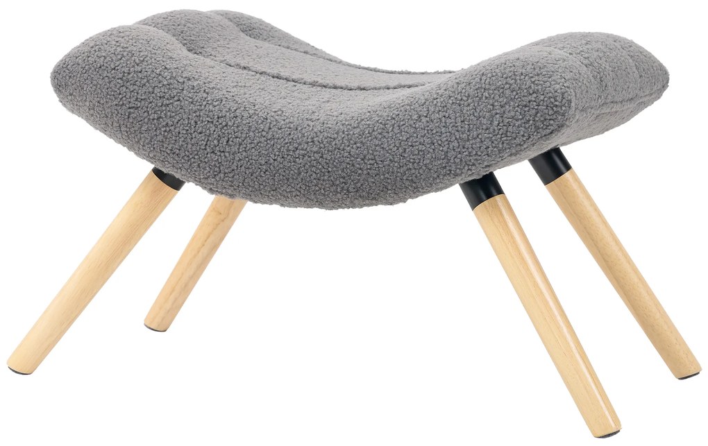 HOMCOM Nowoczesny podnóżek z materiałem Fleece i drewnianymi nogami, tapicerowany, do salonu, sypialni, korytarza, Ciemnoszary