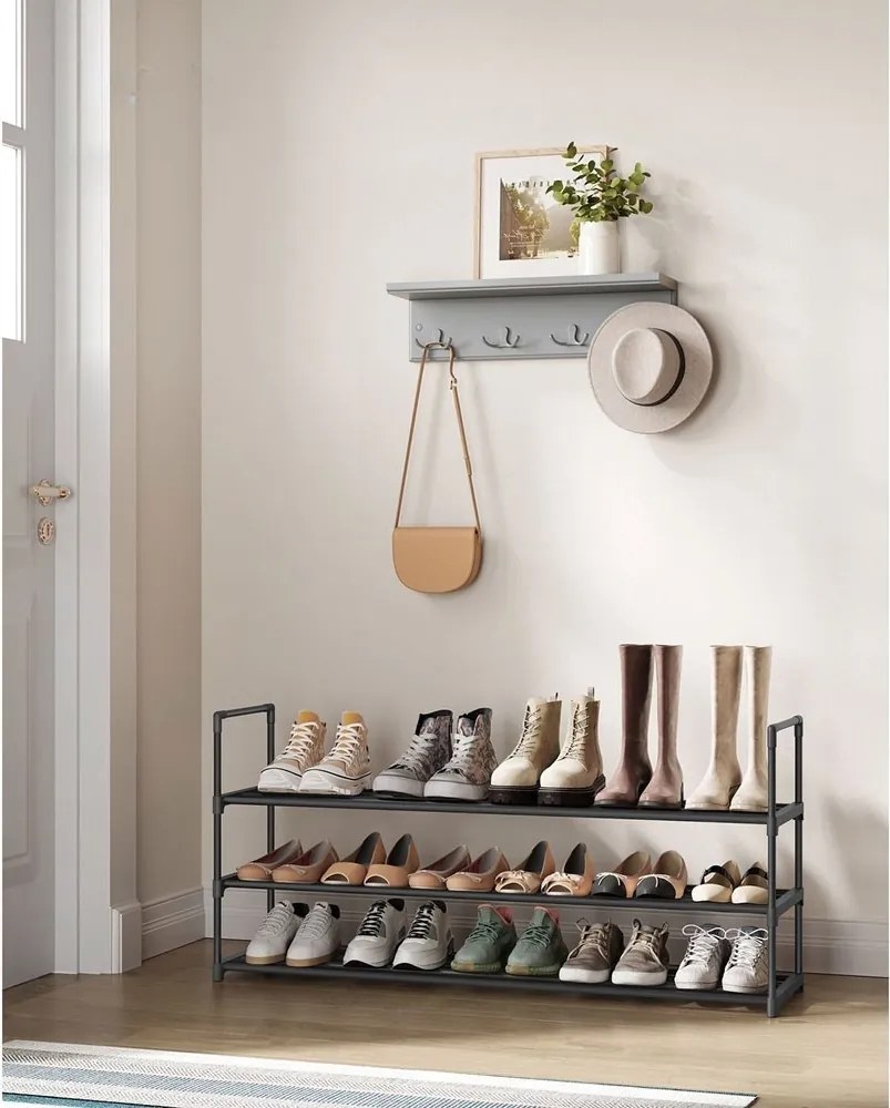Regał na buty TORINO, 3 półki, 30x116x55cm, czarny SongmicsHome