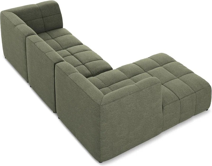 Zielony narożnik z materiału bouclé (lewostronny/z szezlongiem) Aloha – Makamii