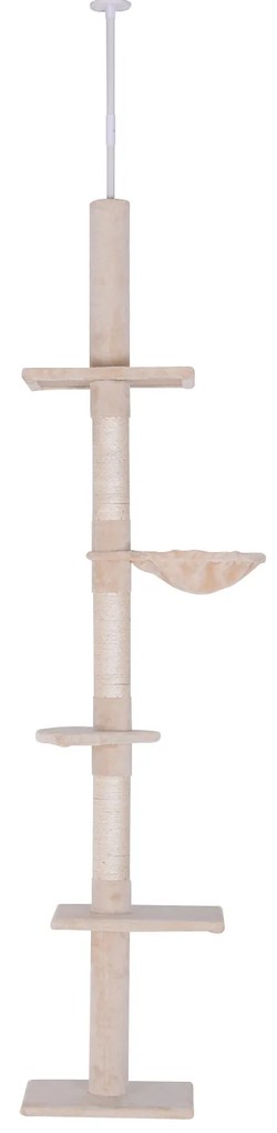 Drapak dla kota PawHut z regulowaną wysokością sizalowe słupki do ostrzenia pazurów beżowy | Aosom PL