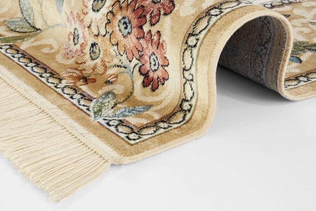 Dywan orientalny Naveh z frędzlami Łąka kwiatów Kremowa-Słoneczna 160 cm x 230 cm