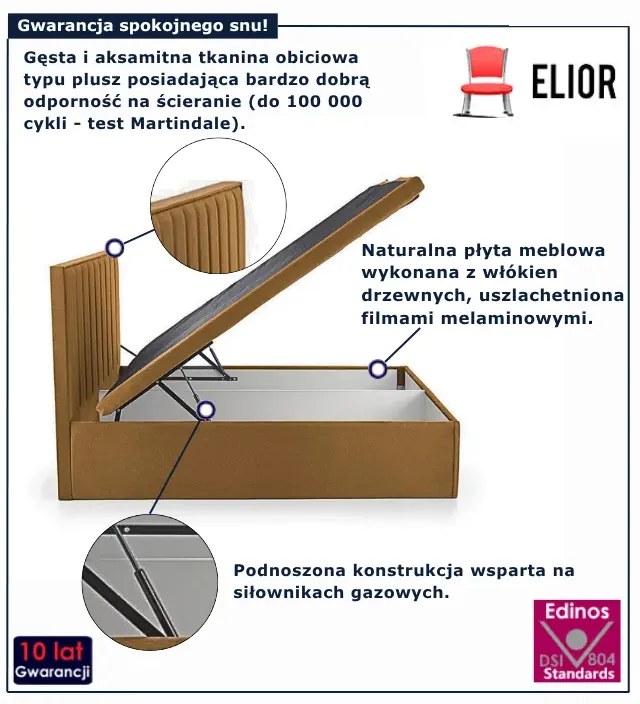 Musztardowe łóżko kontynentalne P5-H85