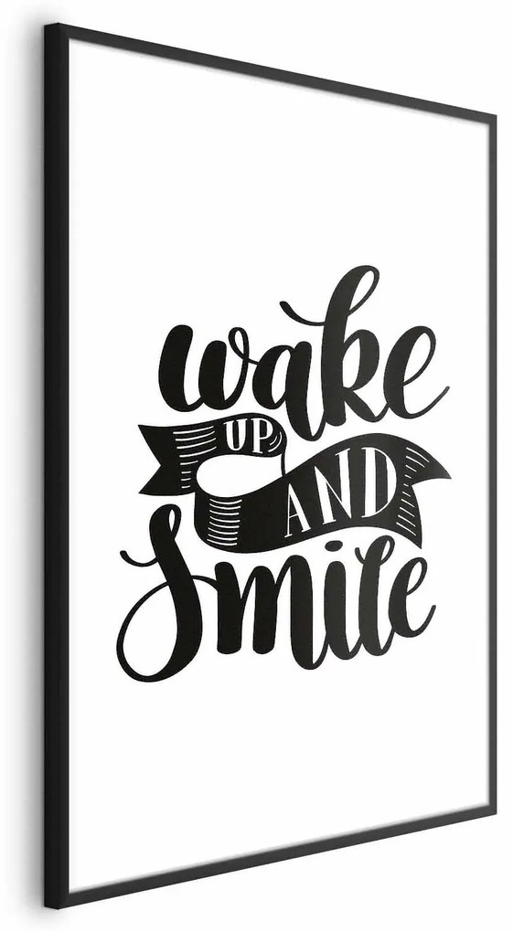 Plakat Wake up and smile 21x30 cm z ramą czarną z marginesem ARTGEIST B