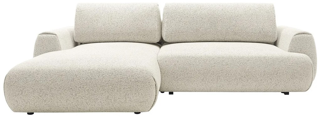 Kanapa narożna lewostronna rozkładana z beżową melanżową tapicerką - MONELIA